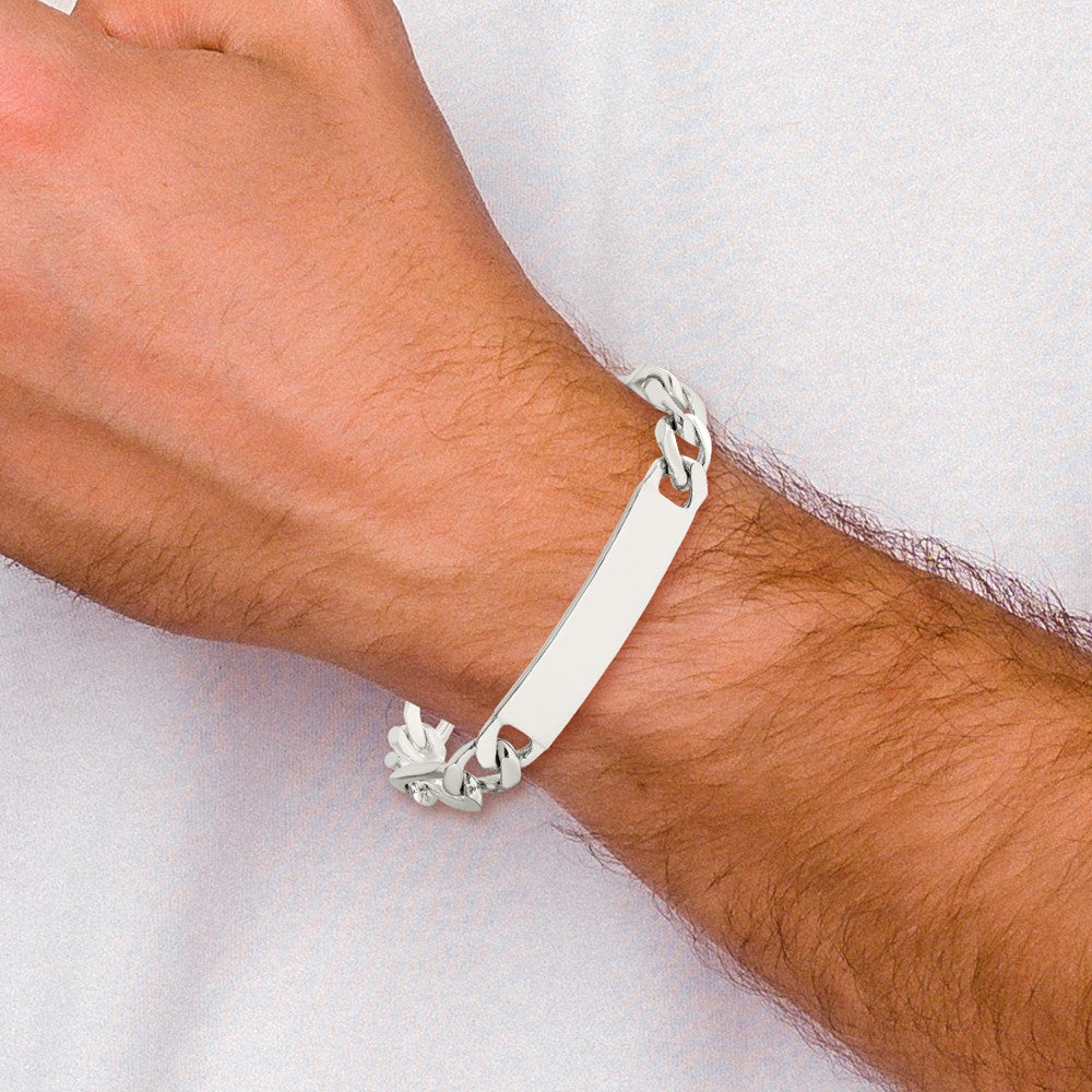Sterling Silver 8.5inch Polished Engraveable Figaro Link ID Bracelet 8.5 inches