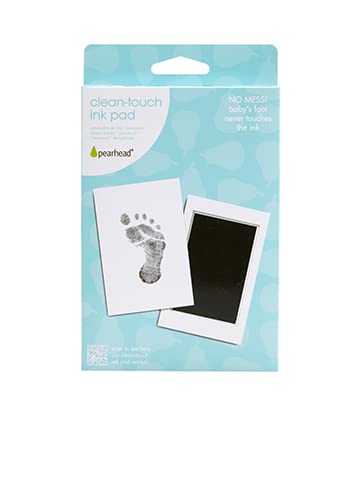 Pearhead Newborn Handprint or Footprint Clean-Touch Ink Pad, 2 Uses, Black