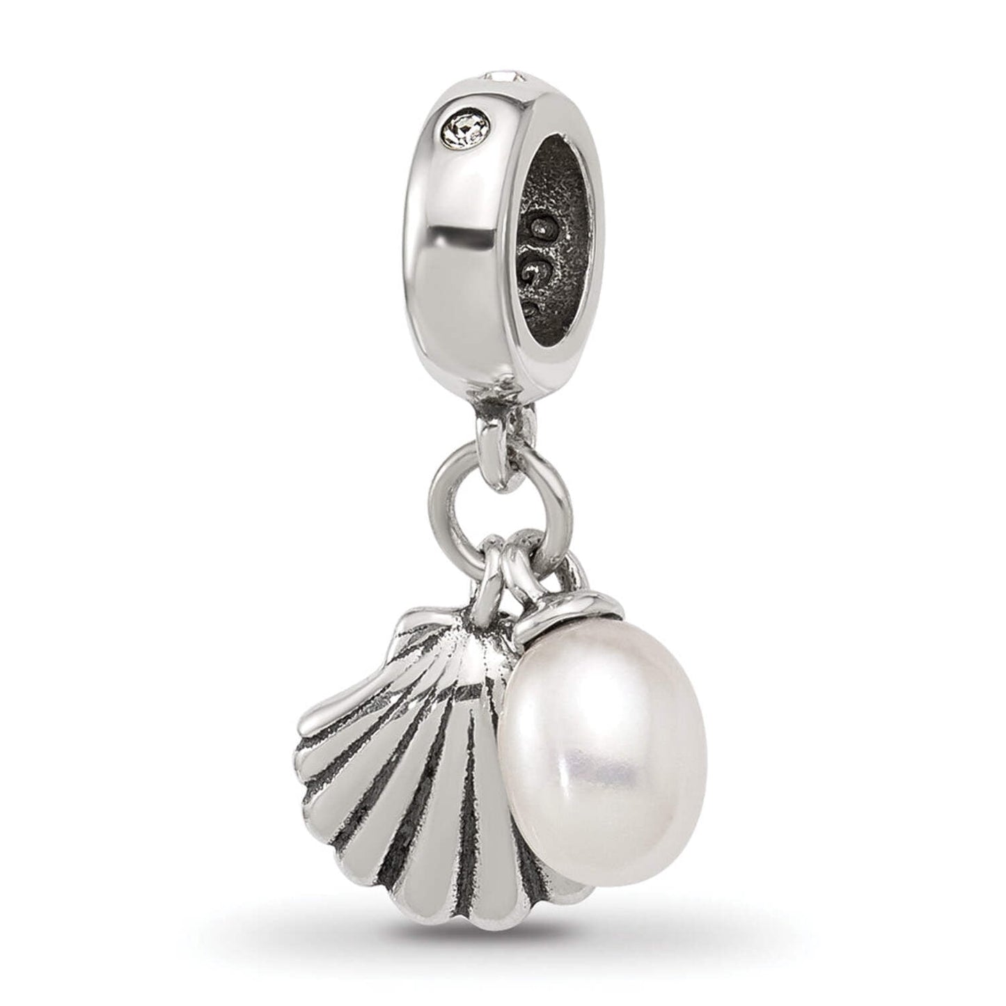 Sterling Silver Reflections Shell Freshwater Pearl Dangle Bead