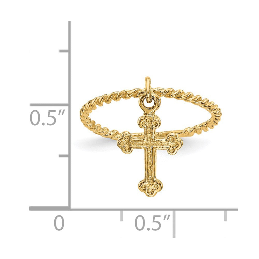 14k Cross Dangle Twisted Band Child's Ring Size 4