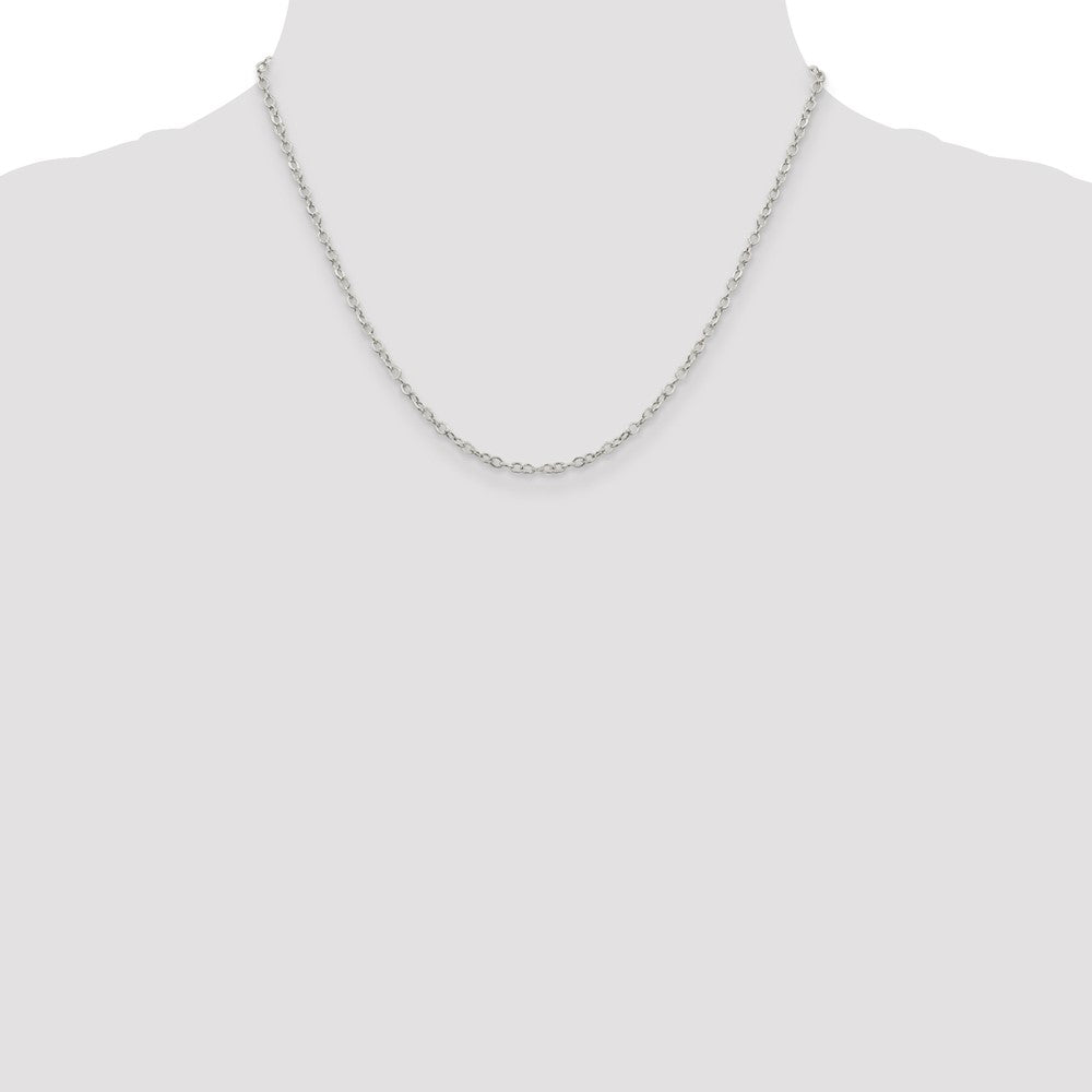 Sterling Silver 2.5mm Flat Open Oval Cable Chain 18 Inches