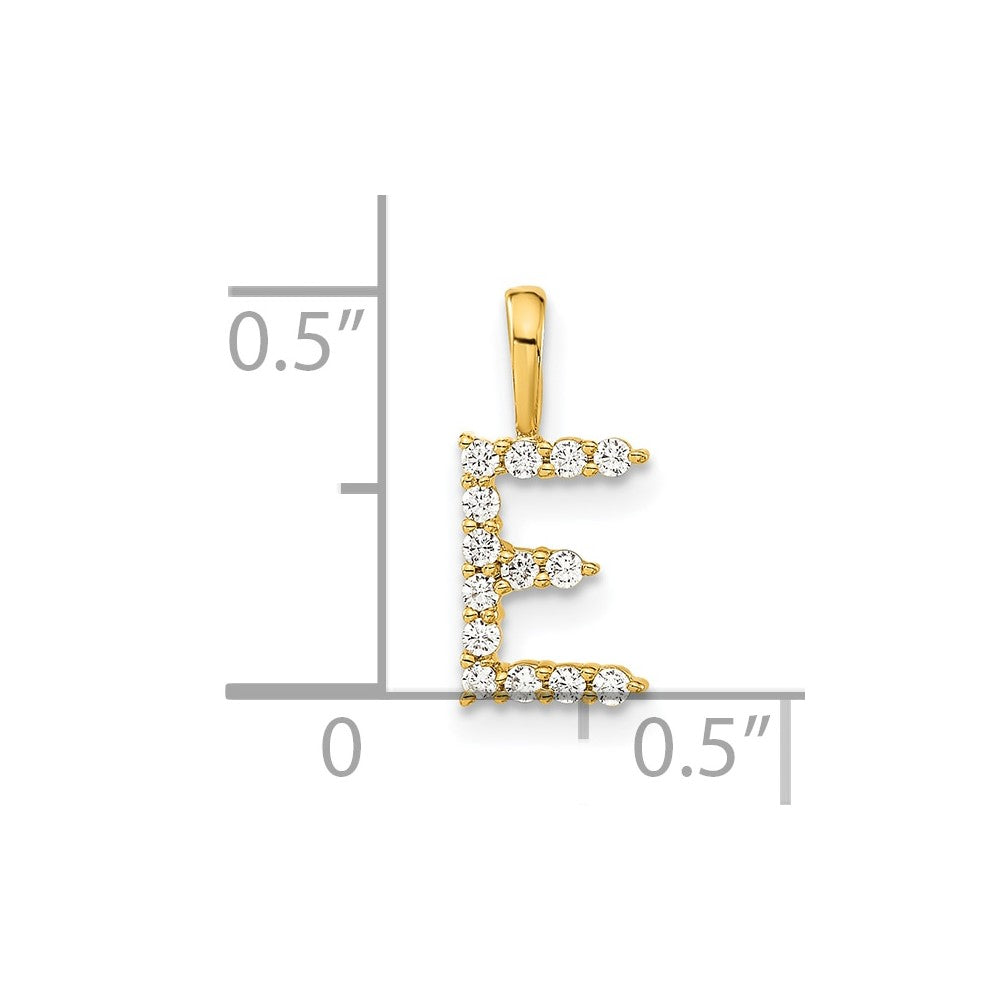 14k 1/8 carat Lab Grown Diamond VS/SI+ G+ Letter E Initial Pendant