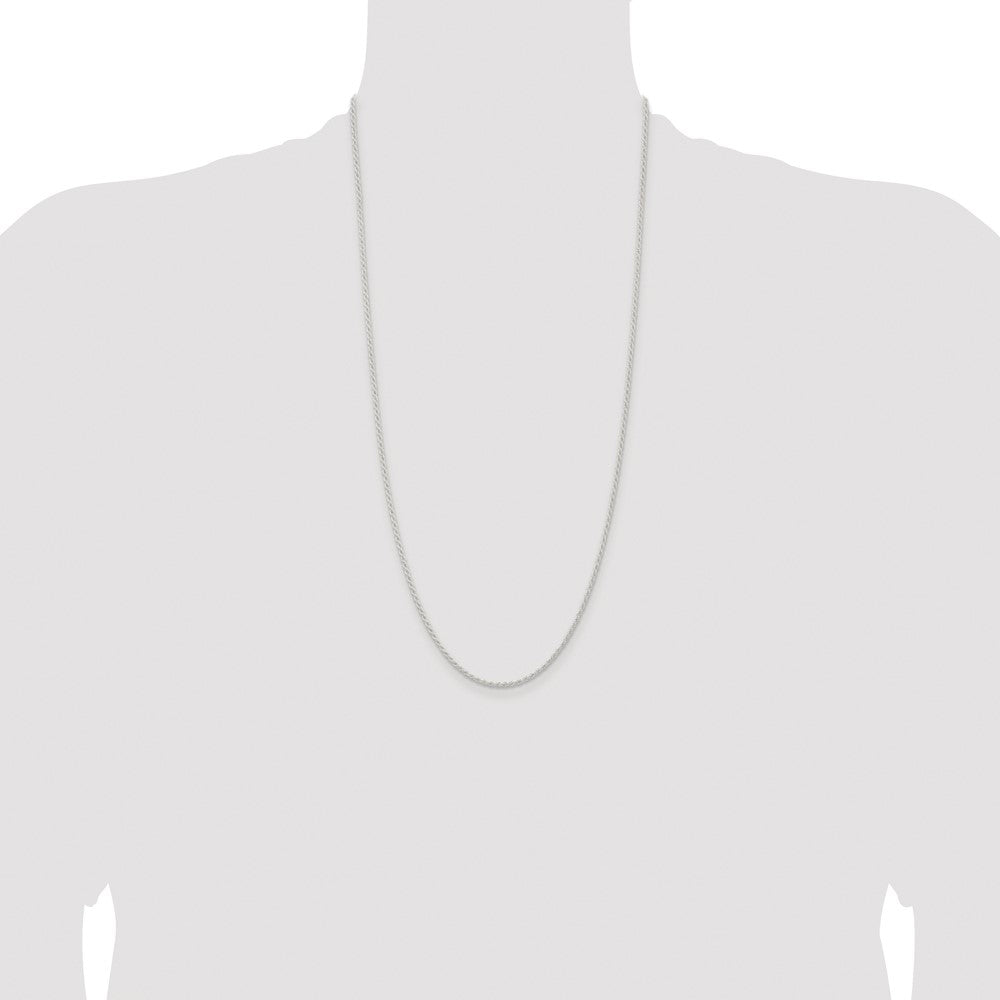 Sterling Silver Rhodium-plated 1.8mm Solid Rope Chain