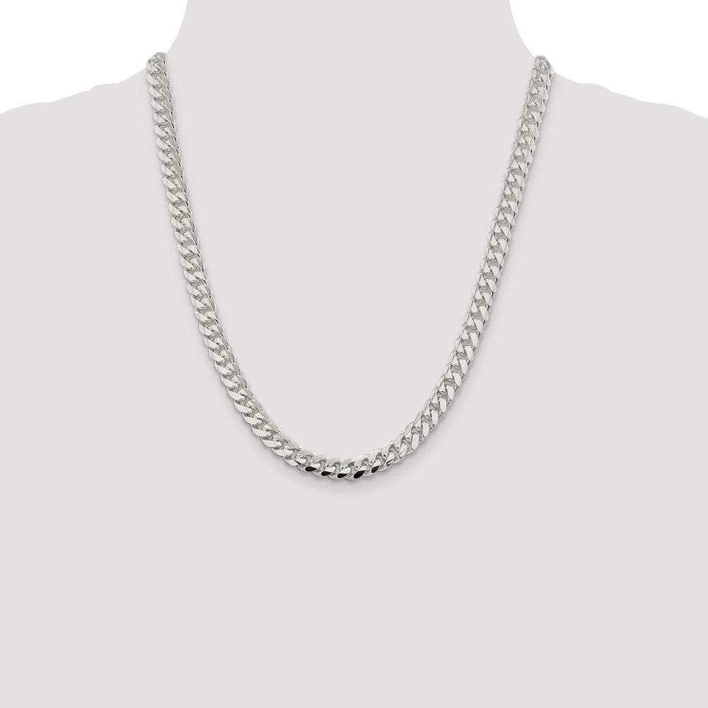 Sterling Silver 7.8mm Polished Domed Curb Chain 22 Inches