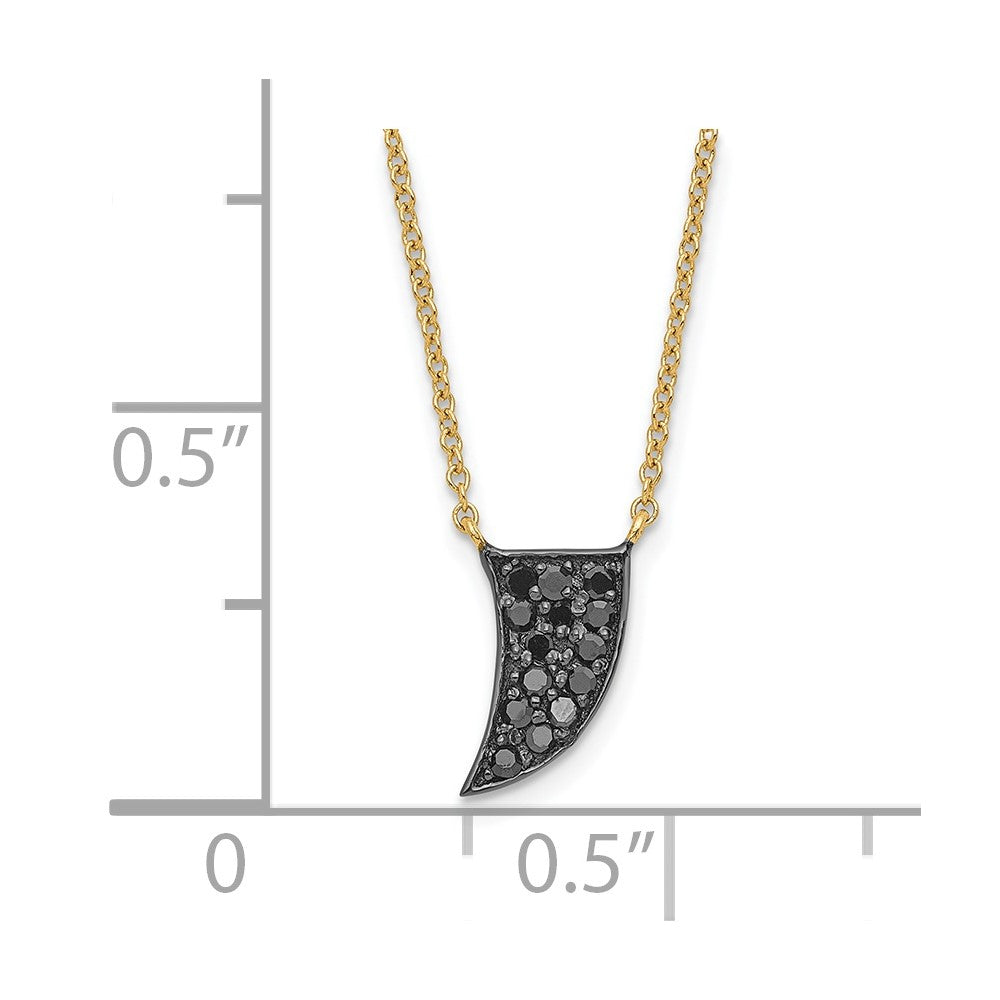 14k Gold Polished Black Diamond with 3 in ext Necklace