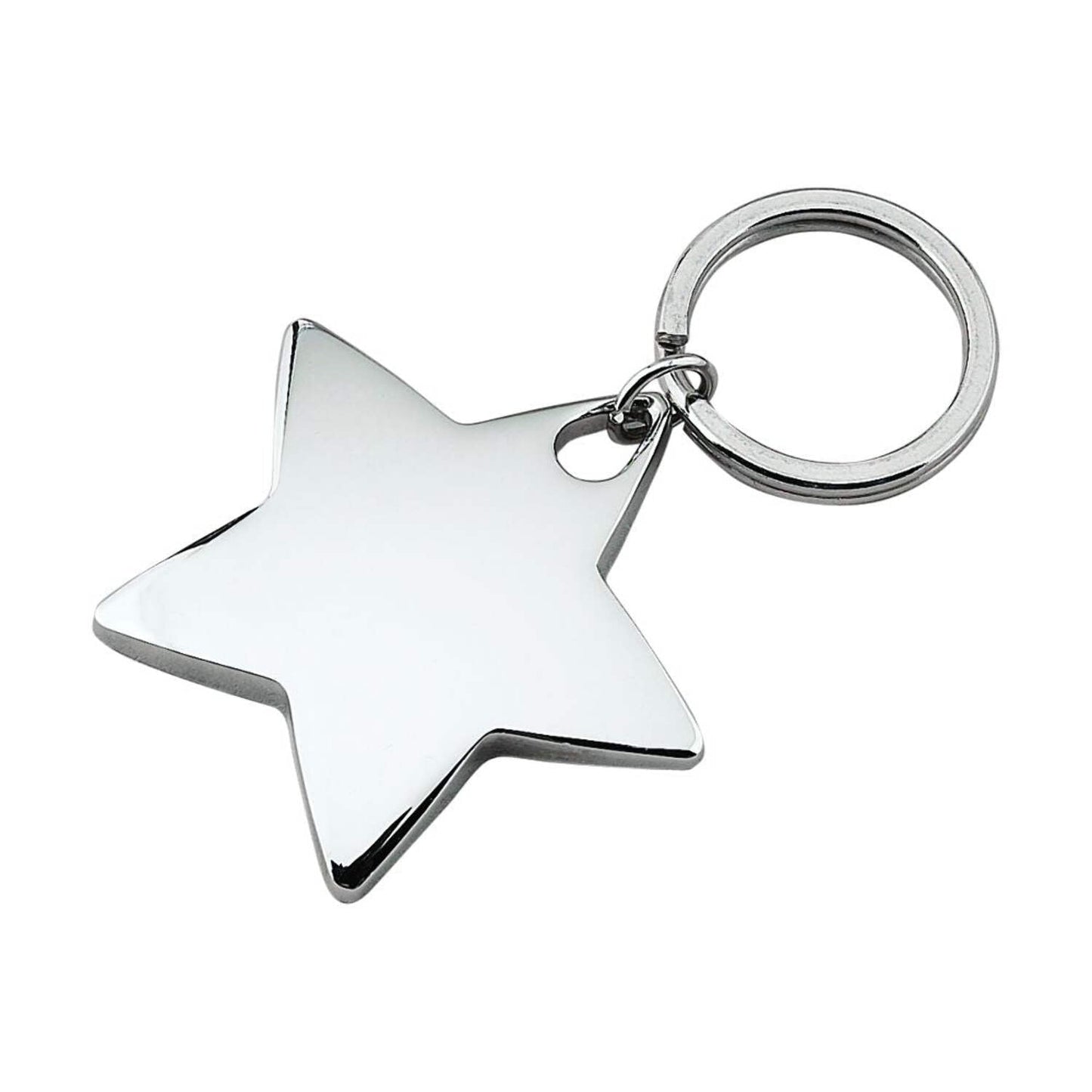 Contemporary Home Living 2" Star-Shaped Nickel-Plated Key Chain With Ring