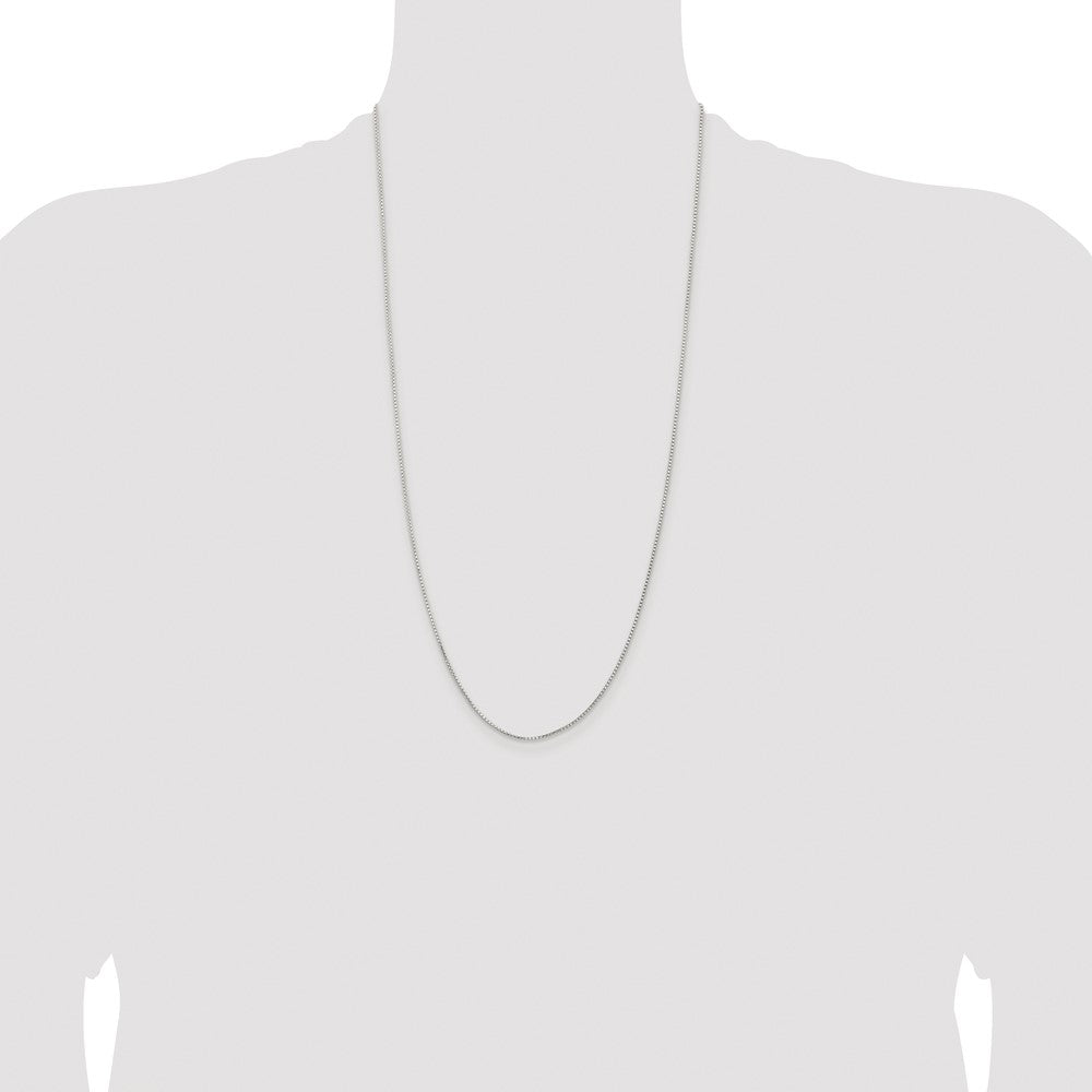 Sterling Silver Rhodium-plated 1.1mm Diamond-cut Round Box Chain