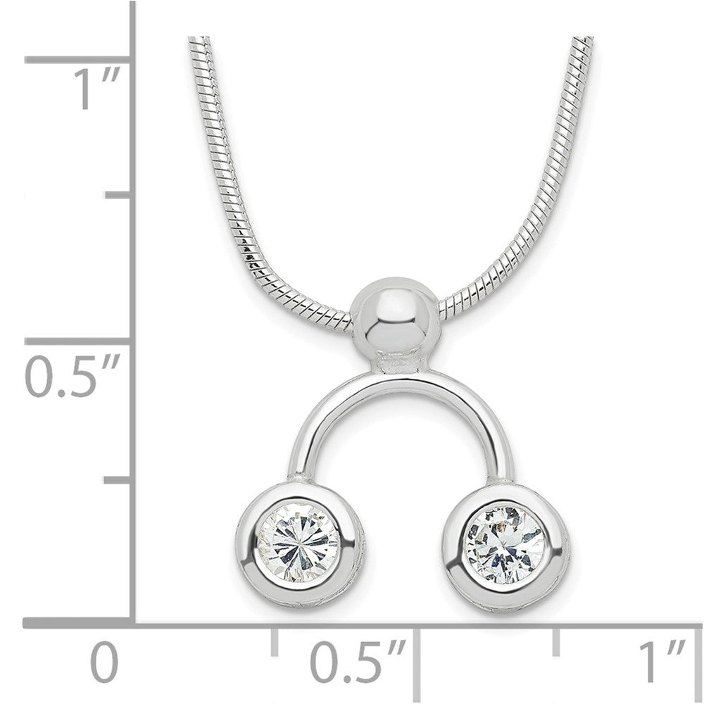 Sterling Silver Double Clear CZ Necklace