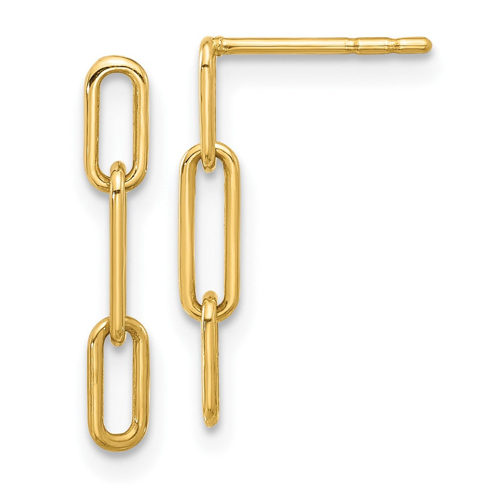 10K Polished Open Link Post Dangle Earrings