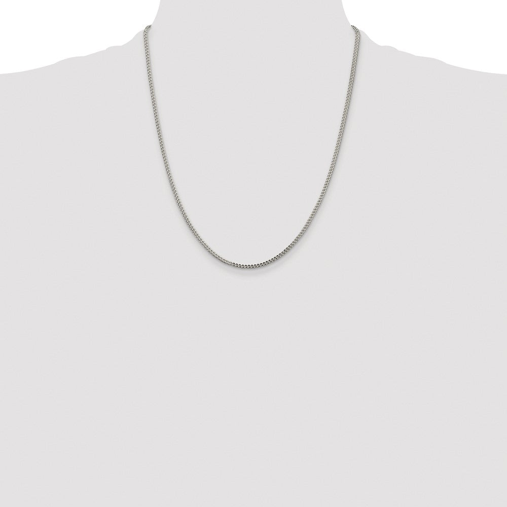 Sterling Silver Rhodium-plated 2mm D/C Square Franco Chain
