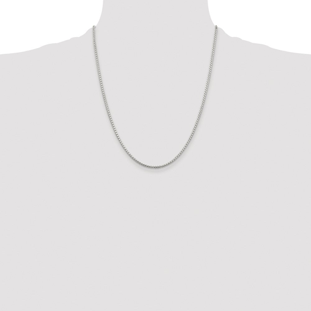 Sterling Silver Rhodium-plated 2mm Diamond-cut Round Box Chain