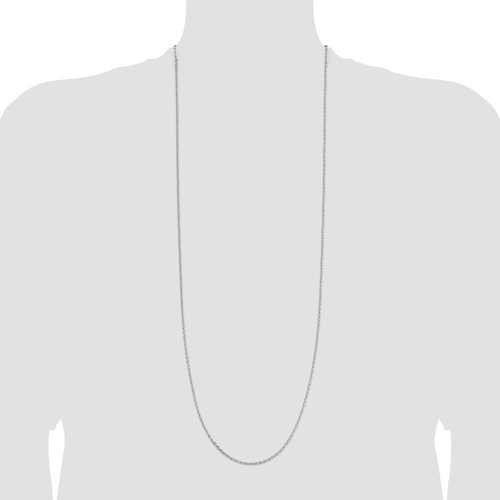 Sterling Silver 2mm Beveled Oval Cable Chain 36 Inches