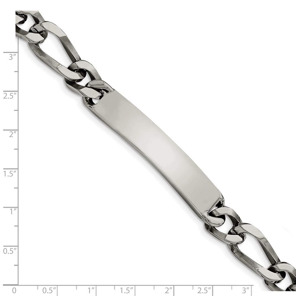 Stainless Steel Polished 9.25in Large ID Bracelet 9.25 inches