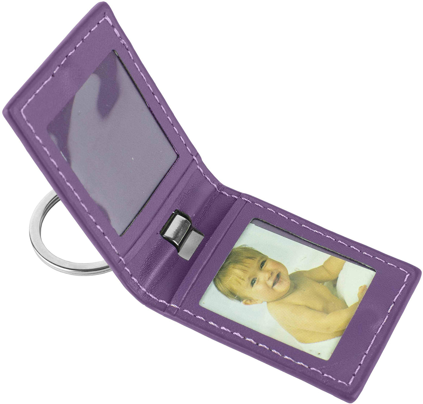 Faux Leather Dual Photo Album Keychain