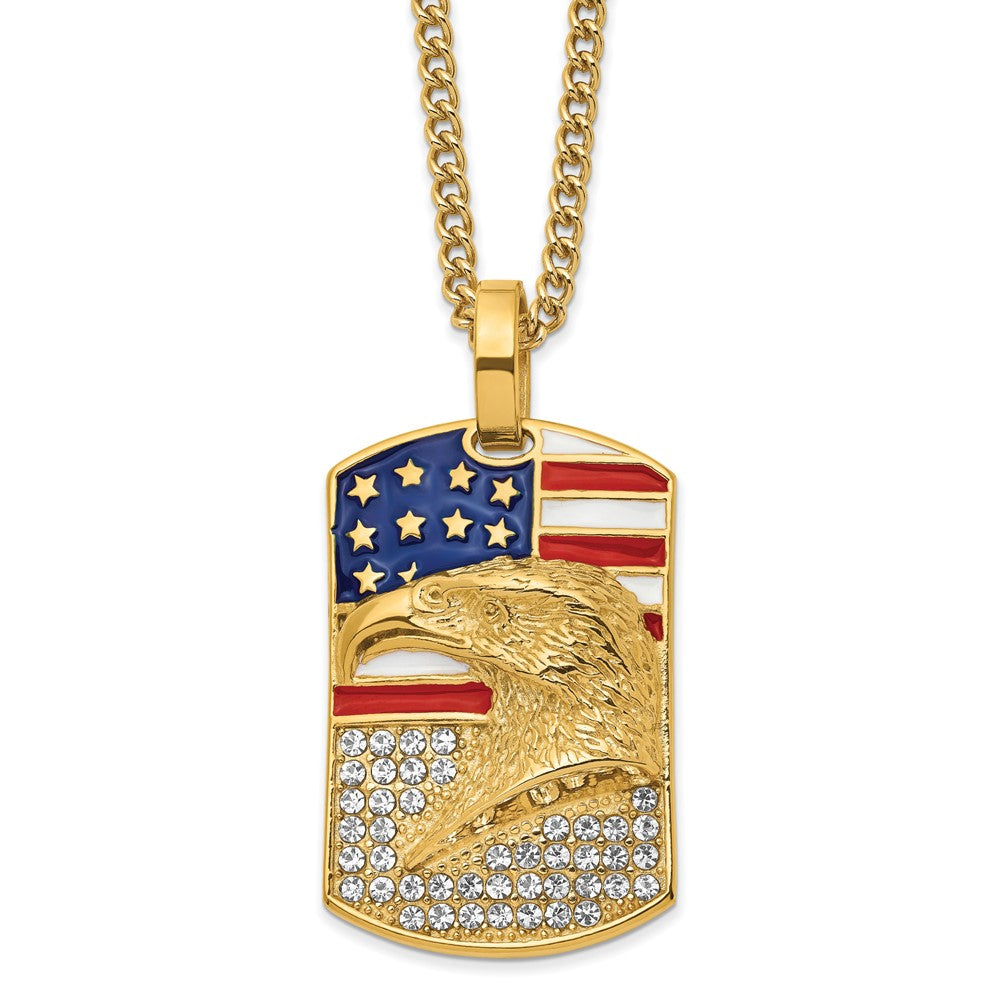 Stainless Steel Polished Yellow IP Enamel Crystal
