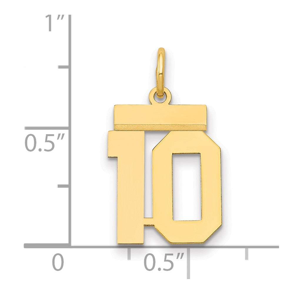 14k Small Polished Number 10 Charm