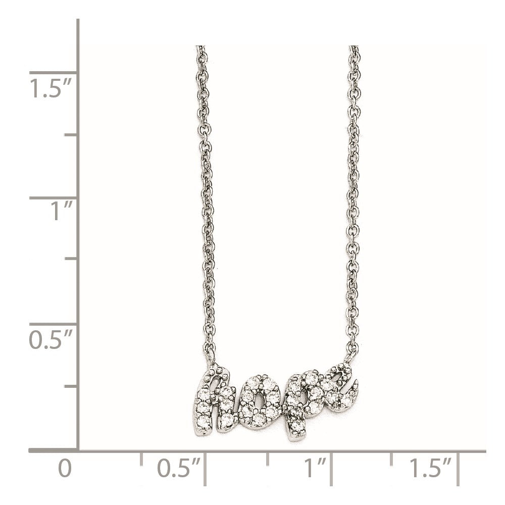 Cheryl M Sterling Silver CZ HOPE 18in. Necklace