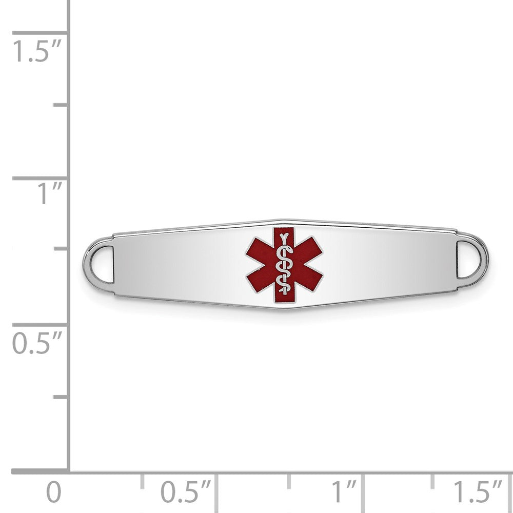 Sterling Silver Rhodium plated Medical ID Plate 33 MM