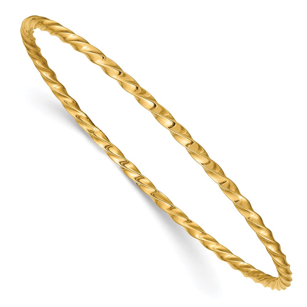 14k 2.50mm Twisted Slip-on Bangle 8 inches