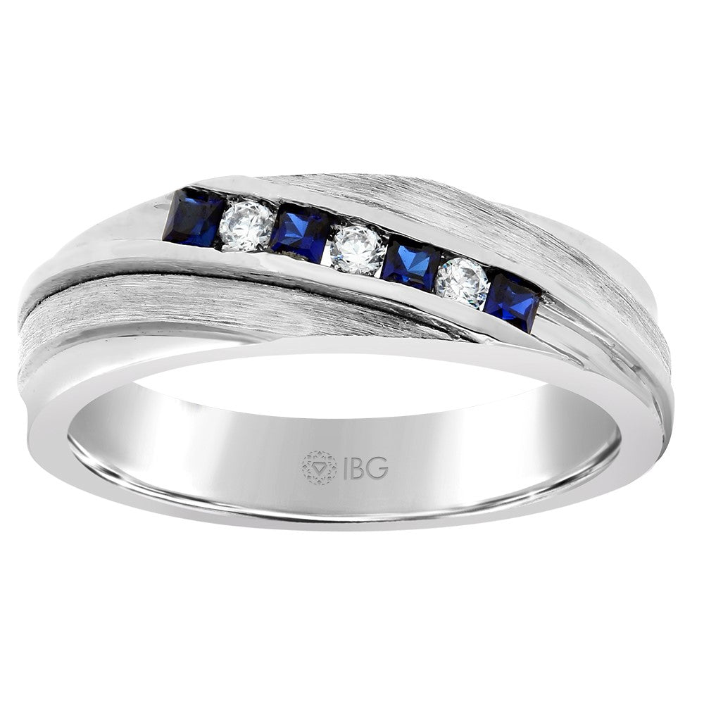 SS & RP IBGoodman Brown Created Sapphire and CZ complete Ring
