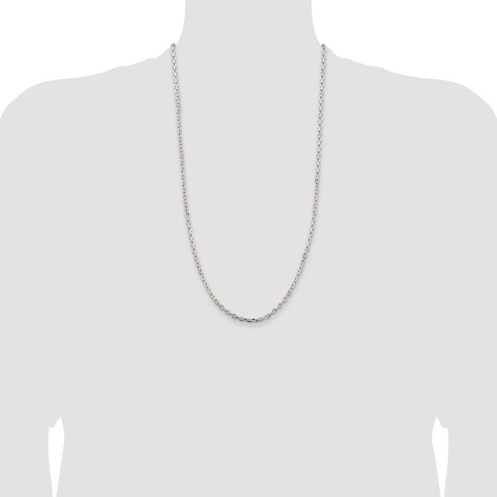 Sterling Silver Rhodium-plated 3.25mm Beveled Oval Cable Chain