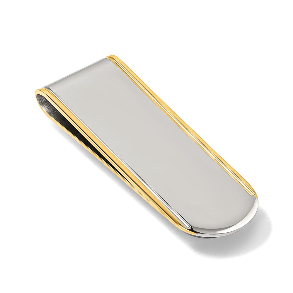 Chisel Stainless Steel Polished with Yellow IP-plated Edges Money Clip