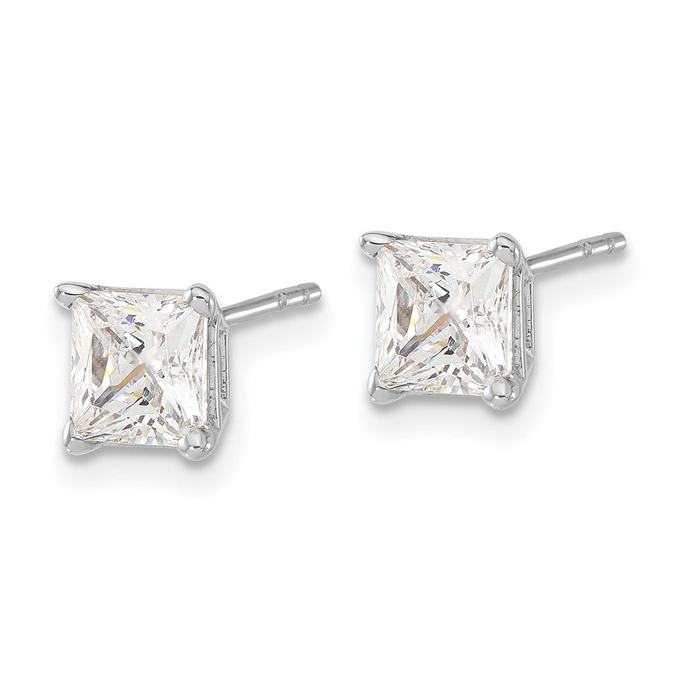 Sterling Silver Rhodium-plated Diamonore 5.25mm Princess-cut Earrings