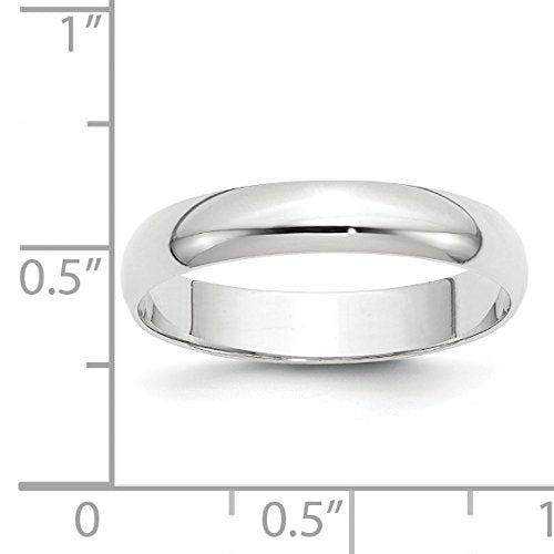 10k White Gold 4mm Lightweight Half Round Wedding Band Size 13