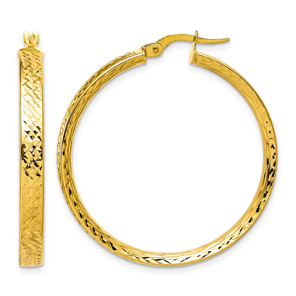 18k Polished and D/C In and Out Circle Tube Hoops