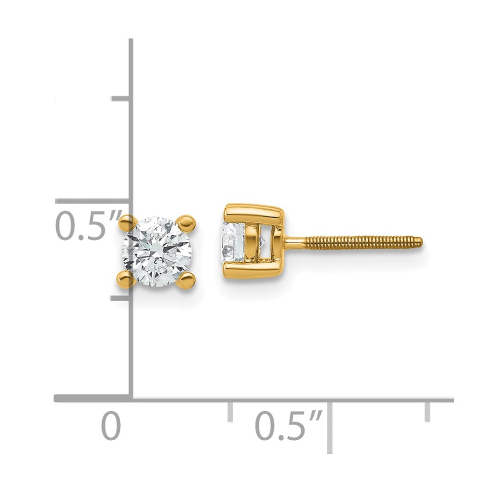 14k Yellow Gold 2/3 ctw Lab Grown Diamond VS/SI+ G+ Round 4 Prong Heavy Wt. Screwback Stud Earrings