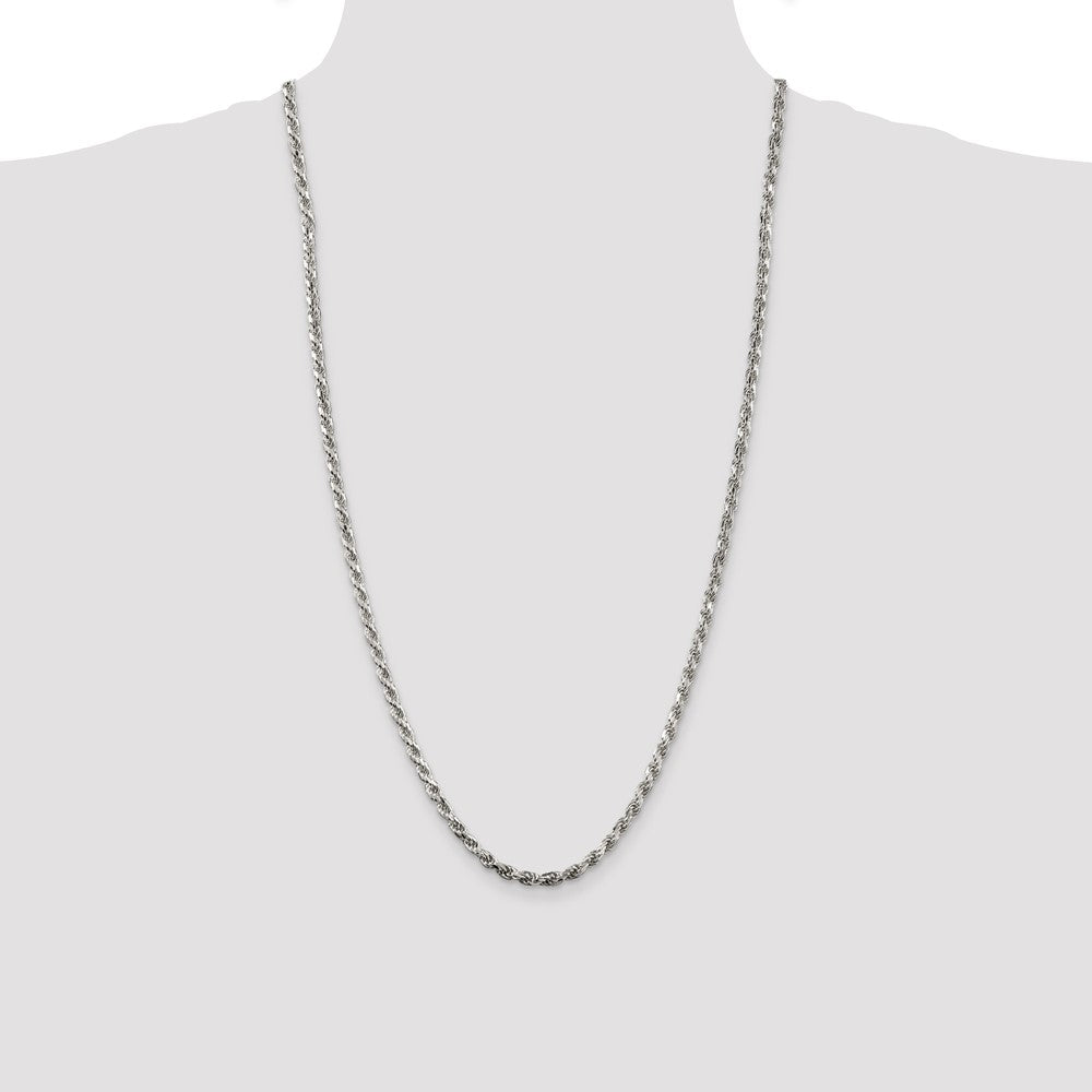 Sterling Silver 3.75mm Diamond-cut Rope Chain 28 Inches