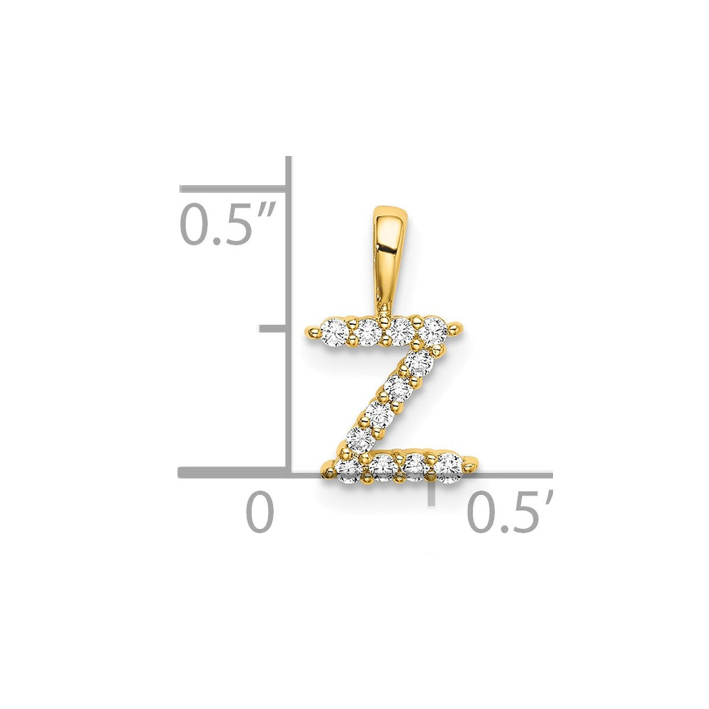 14k 1/8 carat Lab Grown Diamond VS/SI+ G+ Letter Z Intitial Pendant