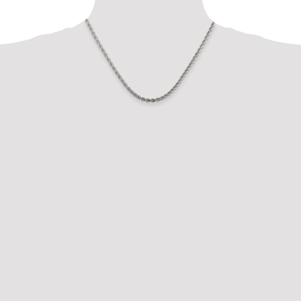 Sterling Silver 3mm Solid Rope Chain 18 Inches