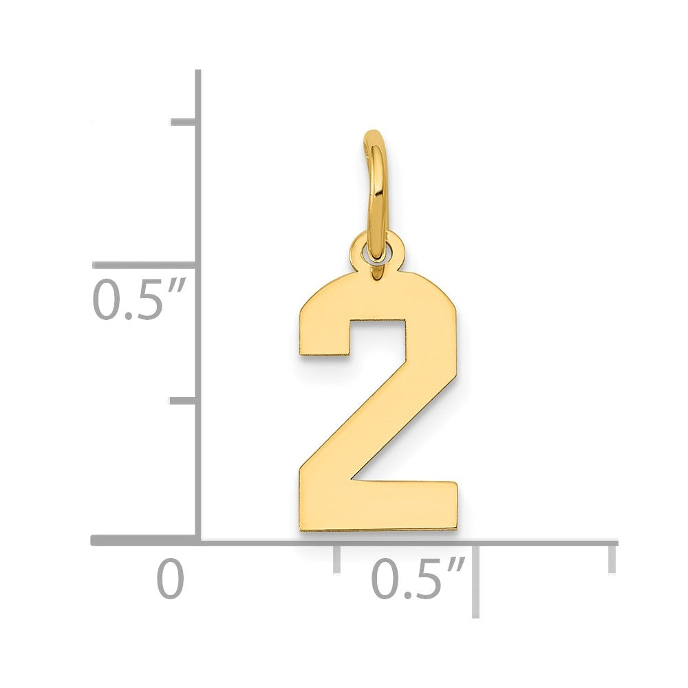 14k Small Polished Number 2 Charm