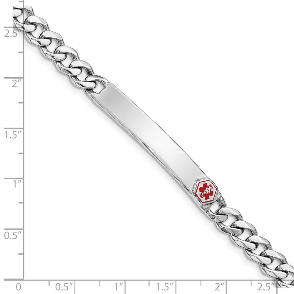 Sterling Silver Rhodium-plated Medical ID Curb Link Bracelet 8 inches