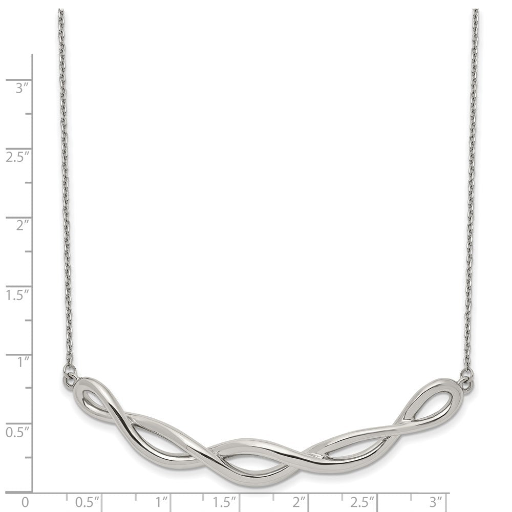 Stainless Steel Polished Twisted Bar 18in w/2in ext Necklace