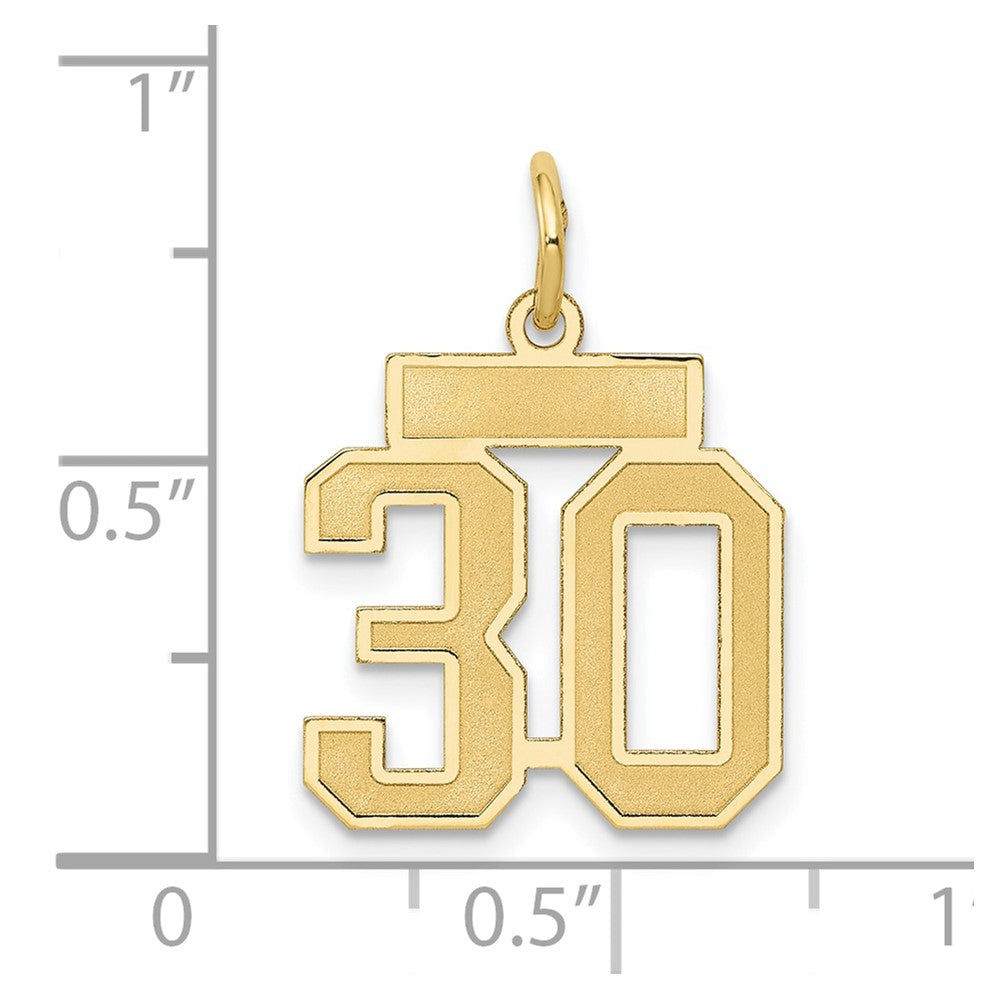 14k Small Satin Number 30 Charm