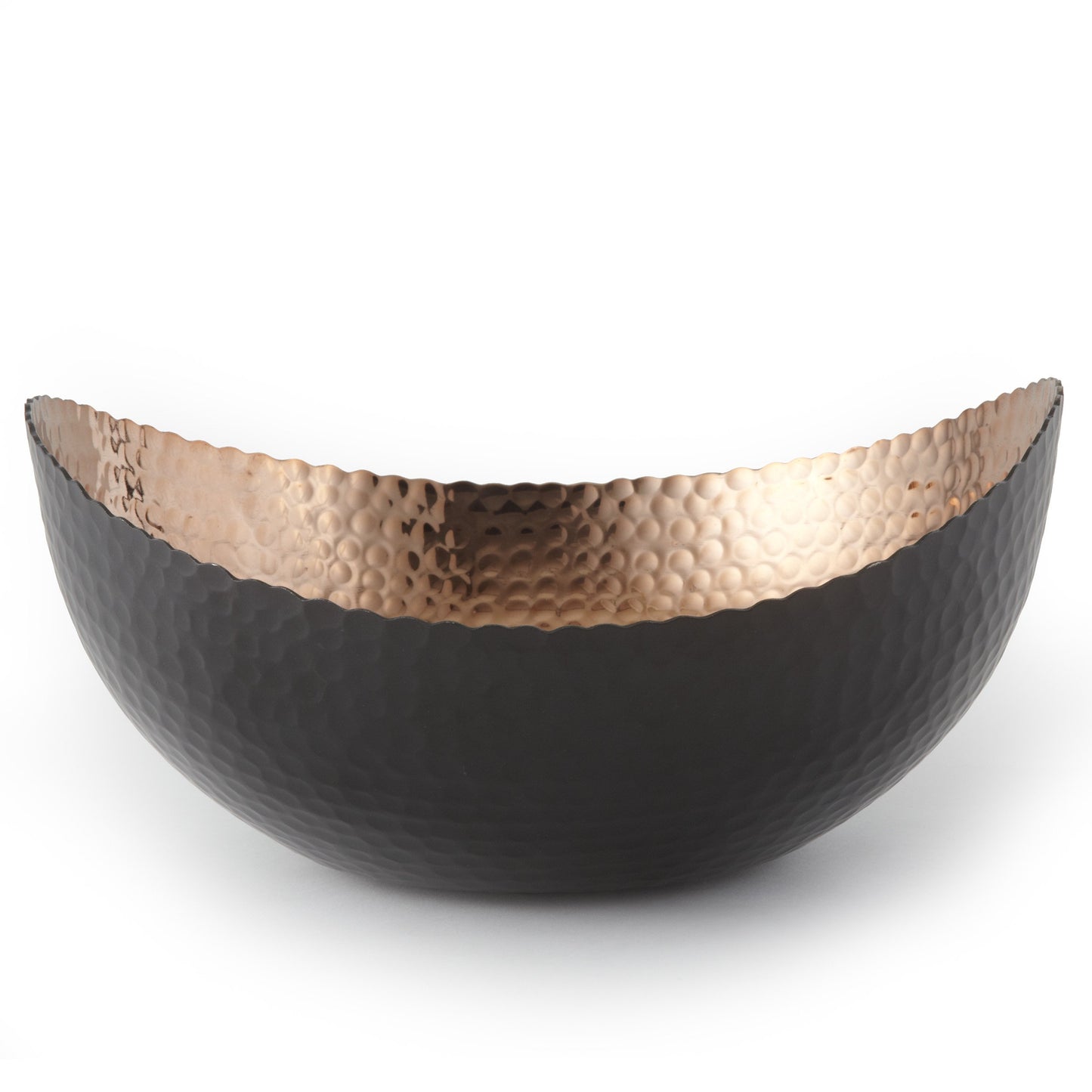 Large Black Finish with Copper-tone Interior Hammered Eclipse Bowl QGM18221