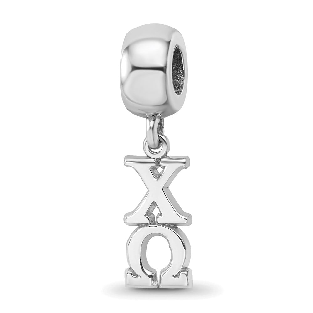 Sterling Silver Rhodium-plated LogoArt Chi Omega Vertical Letter Bead QCHO005BD1-SS