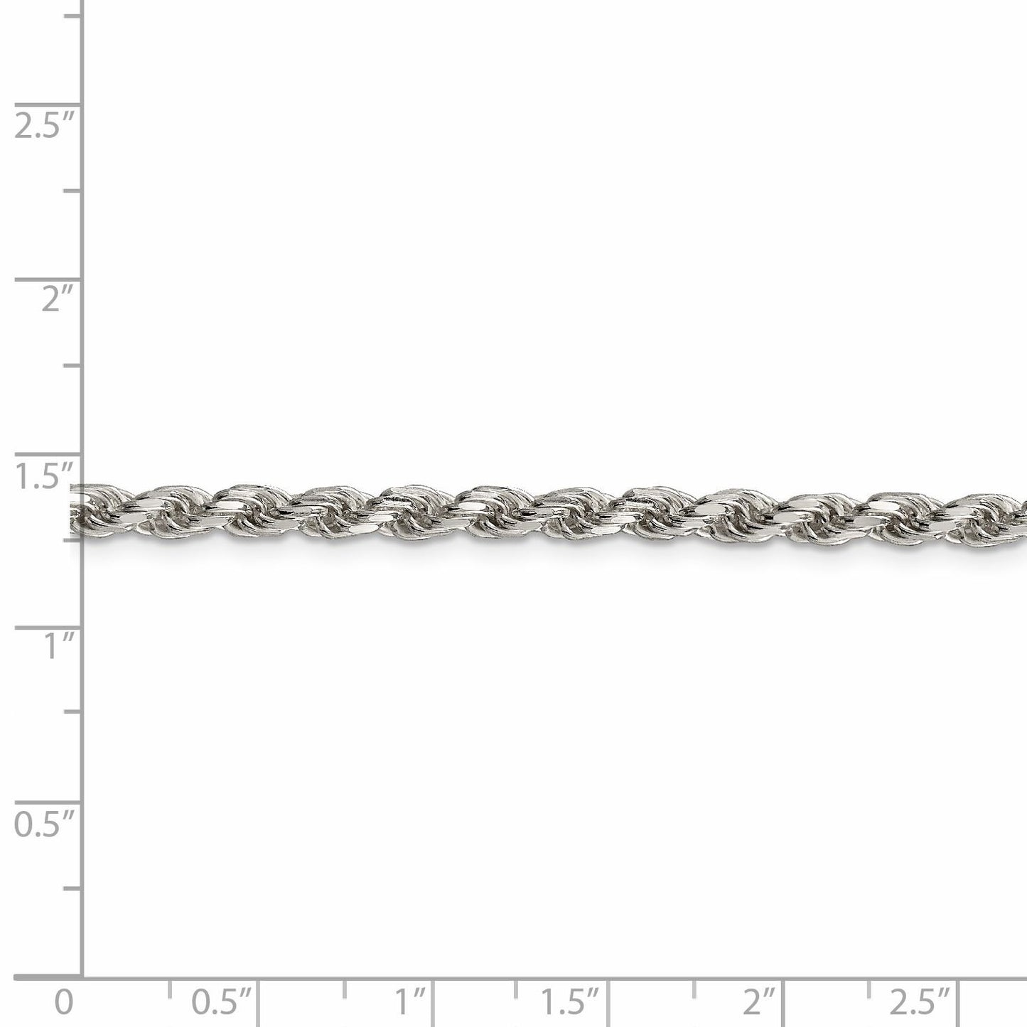 Sterling Silver 3.75mm Diamond-cut Rope Chain 16 Inches