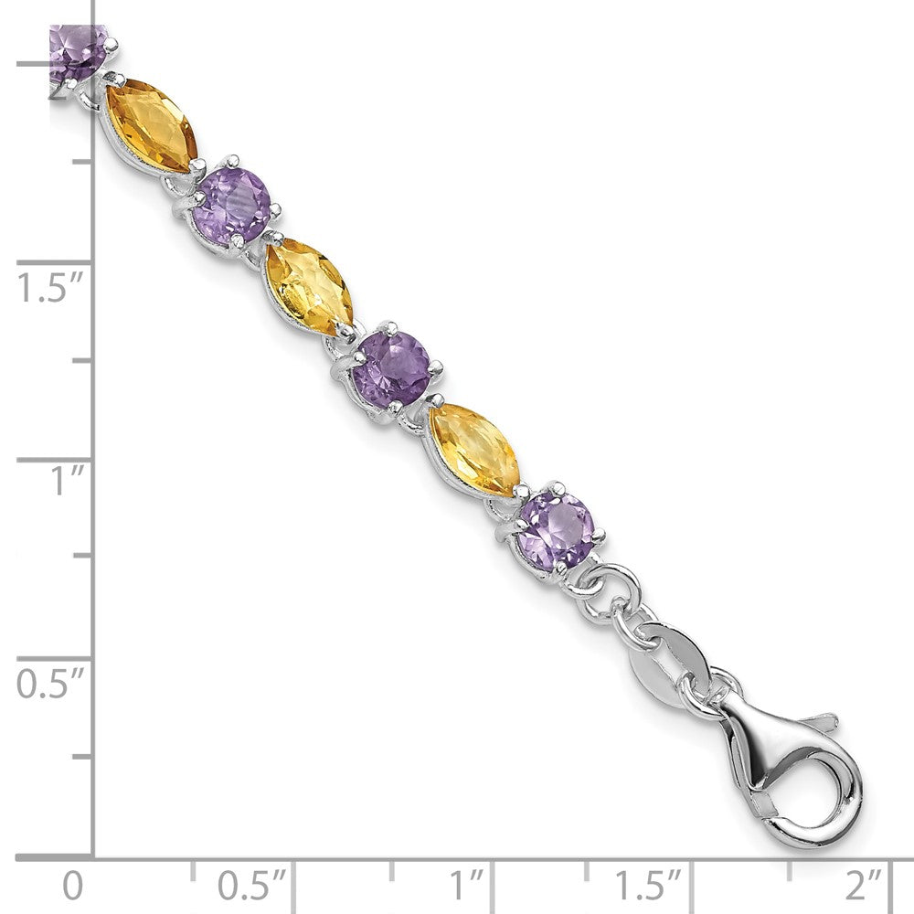 Sterling Silver Amethyst & Citrine w/ 1 ext Bracelet