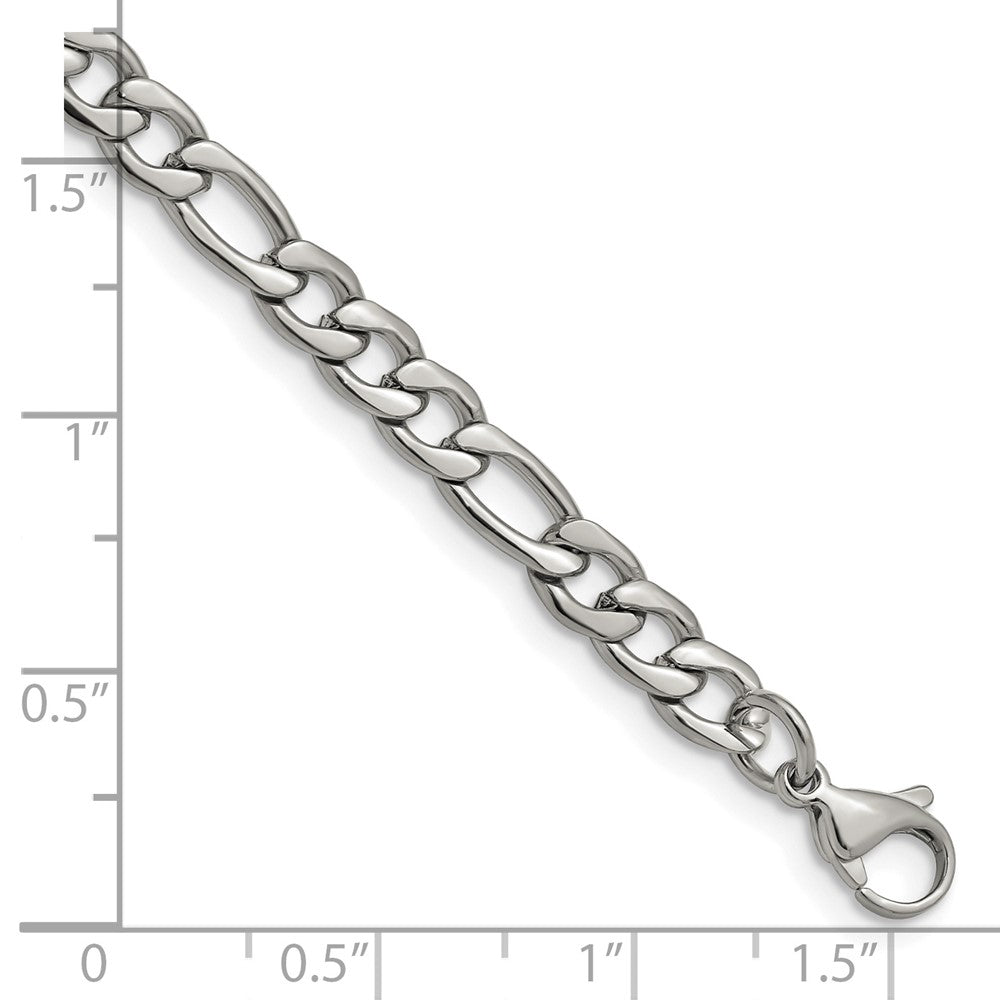 Stainless Steel Polished 6.3mm 8in Figaro Chain 8 inches