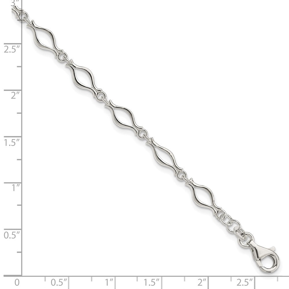 Sterling Silver 5mm Fancy Link Bracelet 7.25 inches