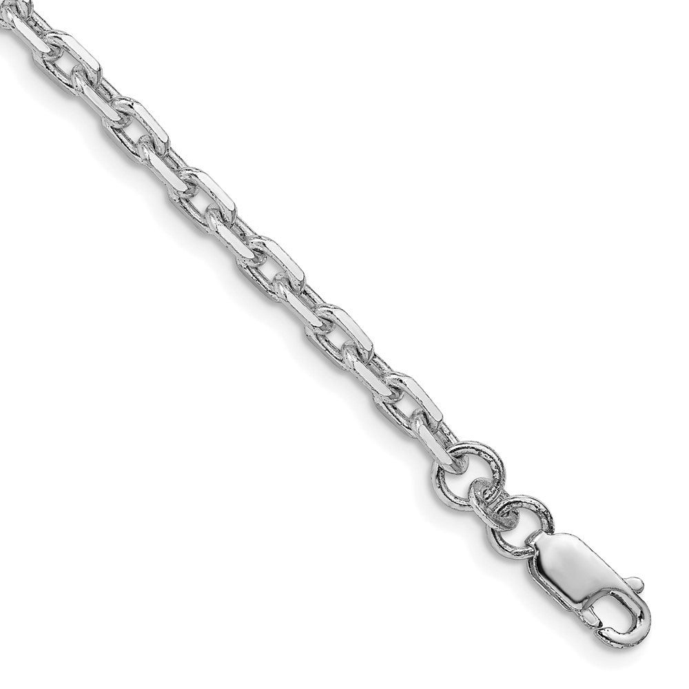 Sterling Silver Rhodium-plated 3.95mm Beveled Oval Cable Chain