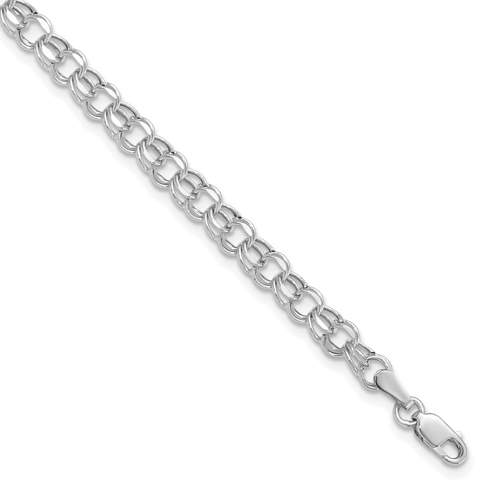 14k White Gold 7in 4.5mm Hollow Double Link Charm Bracelet 7 inches