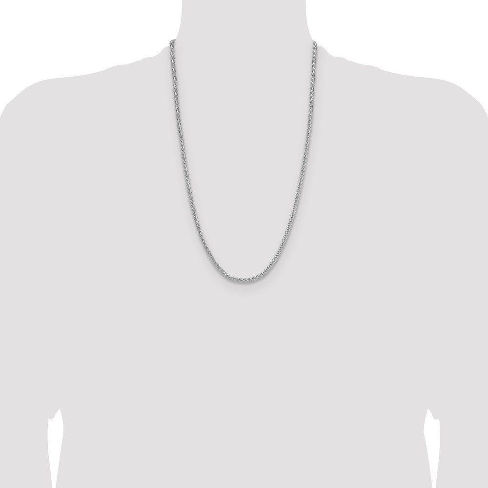 Sterling Silver Rhodium-plated 3.5mm Diamond-cut Square Spiga Chain