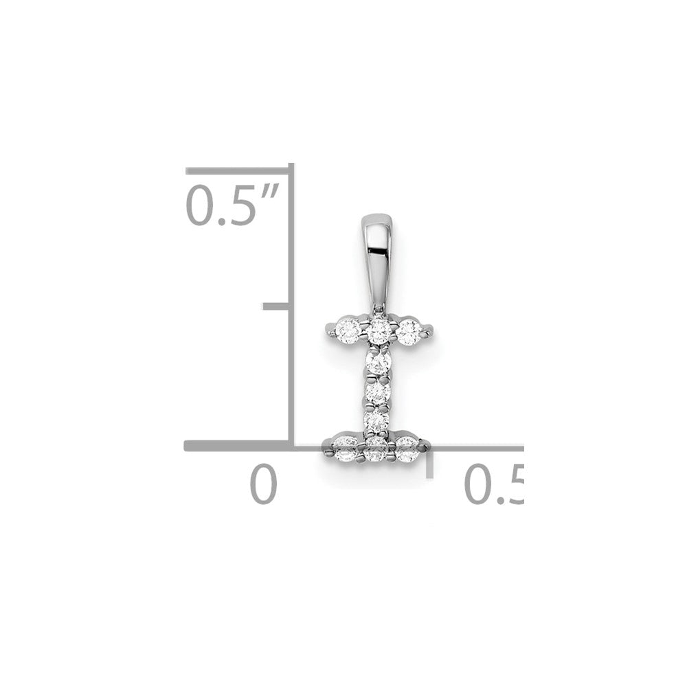 14k White Gold 1/10 carat Lab Grown Diamond VS/SI+ G+ Letter I Initial Pendant