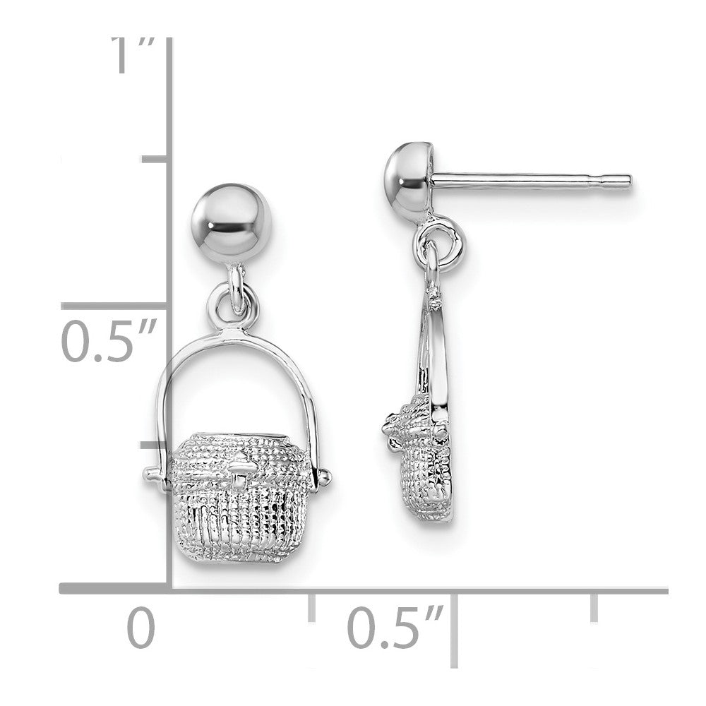 De-Ani Sterling Silver Rhodium-Plated Polished Nantucket Basket Post Earrings