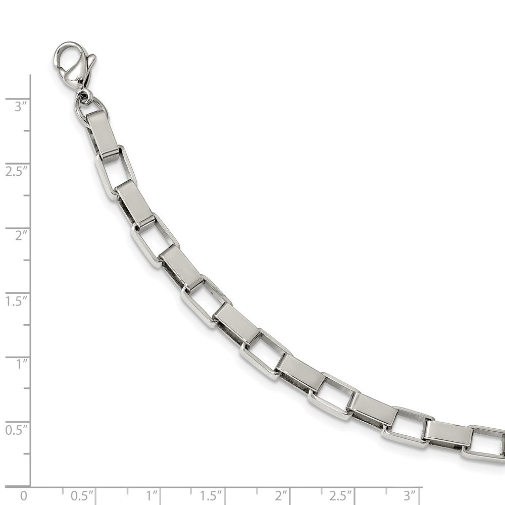 Stainless Steel Polished Square Link 8in Bracelet 8 inches