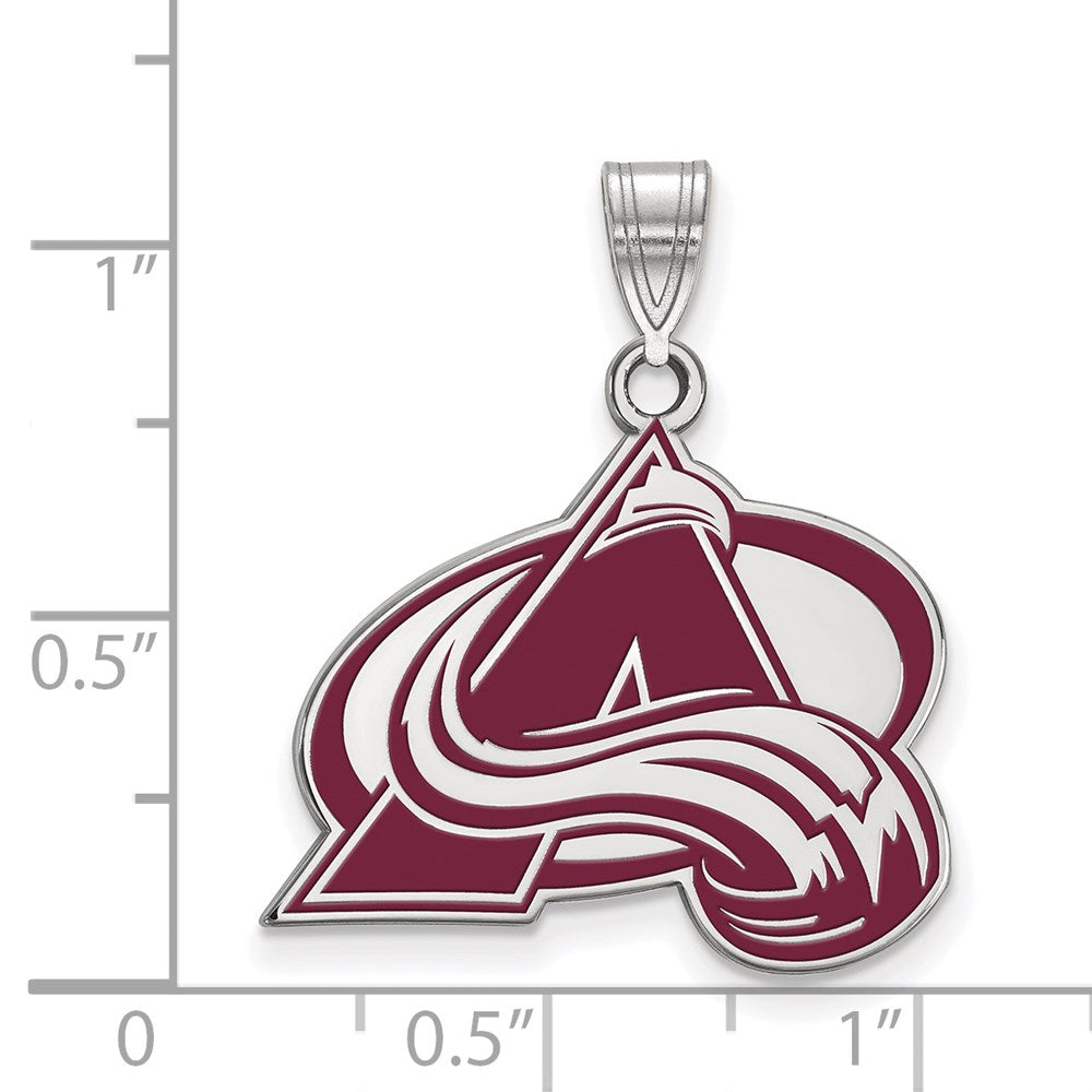 Sterling S. Rh-p NHL LogoArt Colorado Avalanche Large Enamel Necklace